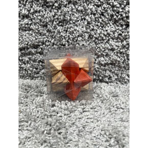 Classic Games Brain Teaser Casse Tete Jigsaw Wooden Twist Puzzle 3"x3"x3" - Picture 2 of 10